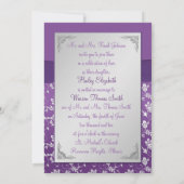 プリントリボンパープルシルバーフローラ招待状 招待状 (裏面)