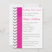 プリントリボンピンクグレーホワイト21歳の誕生日パーティー 招待状 (裏面)