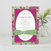 プリントリボンブルゴーニュグリーンフローラブライダルシャワー 招待状 (スタンド正面)