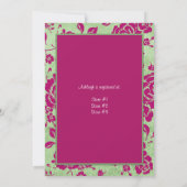 プリントリボンブルゴーニュグリーンフローラブライダルシャワー 招待状 (裏面)