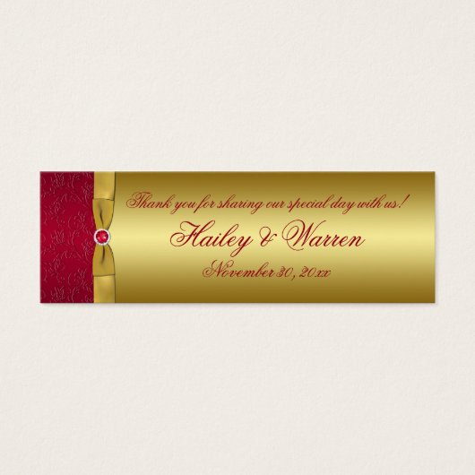 プリントリボンレッド、金ゴールドフローラメッセージカード2 (正面)