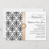 プリントリボン及び宝石ダマスクブライダルシャワー 招待状 (正面)