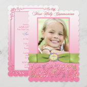 プリントリボン第1回聖餐式フォト招待状 招待状 (正面/裏面)