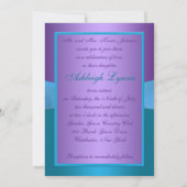 プリントリボン紫、ターコイズフローラスイート16 招待状 (裏面)