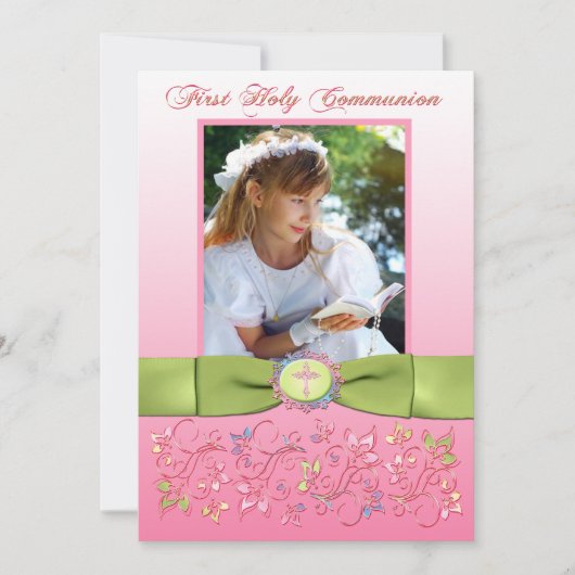 プリントリボン聖体拝領の写真 サンキューカード (正面)