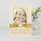 プリントリボン聖餐式フォト招待状 招待状 (スタンド正面)