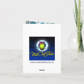 プリントリボン銀、ティール(緑がかった色)ダマスクサンキューカード サンキューカード (裏面)