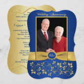 プリントリボン おしゃれな形 65周年 誕生日 招待状 (正面/裏面)