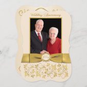 プリントリボン おしゃれな形 60周年 誕生日 招待状 (正面/裏面)