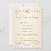 プリントリボン スカロップエッジの聖体拝領写真 招待状 (裏面)