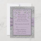 プリントリボン スモーキー プラムパープル&シルバーグレーの花柄 RSVP カード (裏面)