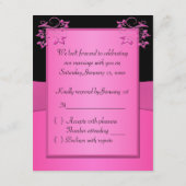 プリントリボン ブラック ピンク フローラル RSVP カード (裏面)