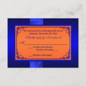 プリントリボン 青 オレンジ 花 ウェディング RSVP 出欠カード (裏面)