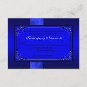 プリントリボン　青　黒　花　ウェディング　ＲＳＶＰ 出欠カード (裏面)