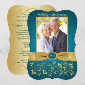 プリントリボン　50周年招待状 - ティール2 招待状 (正面/裏面)