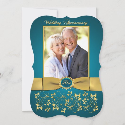 プリントリボン　50周年招待状 - ティール2 招待状 (正面)