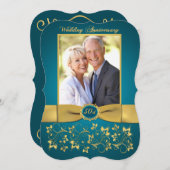 プリントリボン 50周年 招待状 - ティール (正面/裏面)