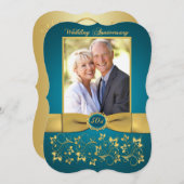 プリントリボン 50周年 招待状 - ティール2 (正面/裏面)