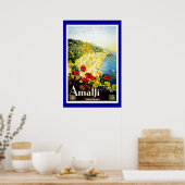 プリントレトロヴィンテージイメージトラベルイタリアアマルフィ ポスター (キッチン)