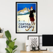 プリントレトロヴィンテージイメージトラベルコルティナダンペッツォ ポスター (ホームオフィス)