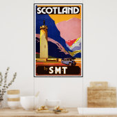 プリントレトロヴィンテージイメージトラベルスコットランド ポスター (キッチン)