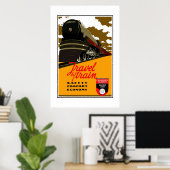 プリントレトロヴィンテージイメージトラベルバイトレイン ポスター (ホームオフィス)