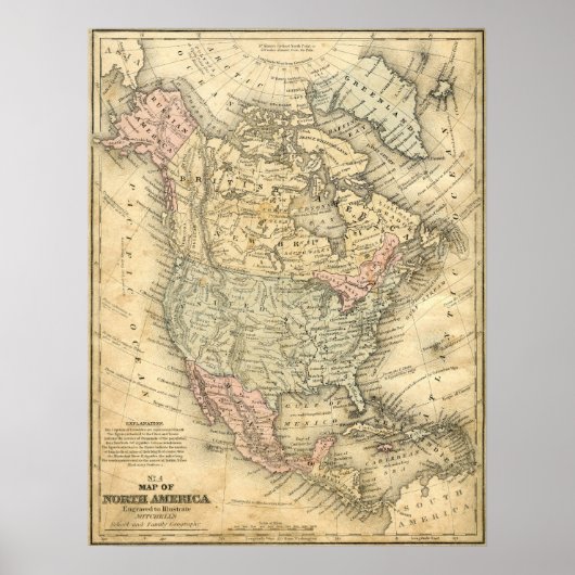 プリントヴィンテージ北米地図 ポスター (正面)