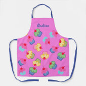 プリント中の美味しいカップケーキ、ピンク、あなたの名前 エプロン (正面)