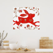 プリント中国の新年うさぎ ポスター (キッチン)