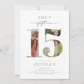 プリント写真15番目の誕生日招待状 招待状 (正面)