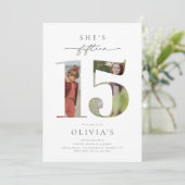 プリント写真15番目の誕生日招待状 招待状 (スタンド正面)