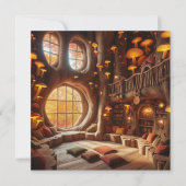 プリント可能で幻想的なオータムハロウツリー スクラップブック 招待状 (正面)