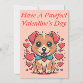 プリント可能なカスタマイズ可能なレトロなバレンタインデーの子犬 シーズンカード