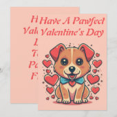 プリント可能なカスタマイズ可能なレトロなバレンタインデーの子犬 シーズンカード (正面/裏面)