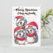 プリント可能なクリスマスカードとヤマアラシ シーズンカード (スタンド正面)