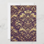 プリント可能なパープル＆ゴールドのビクトリアン様式のアカンサス 招待状 (裏面)
