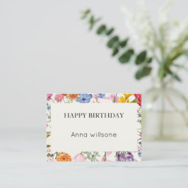 プリント可能なフローラル誕生日カード|即時ダウンロード エンクロージャーカード