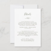 プリント可能なミニマルな葉のオリーブグリーンの結婚式の詳細 招待状 (正面)