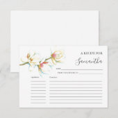 プリント可能なレシピカード 水彩の花 招待状 (正面/裏面)