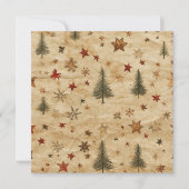 プリント可能なヴィンテージクリスマスパインの羊皮紙 招待状 (正面)