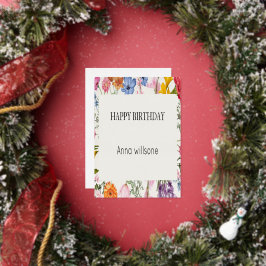 プリント可能な花の誕生日カード | 即時ダウンロード 箔招待状