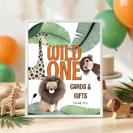 プリント可能なWild Oneサファリカードギフト 1歳の誕生日 ポスター