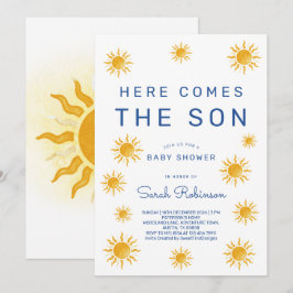 プリント可能！赤ちゃんのご誕生をお祝いする「Here Comes The Son」ベビーシャワー 招待状