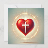 プリント可能 輝く真っ赤なハートのクリスチャンスクラップブック 招待状 (正面)