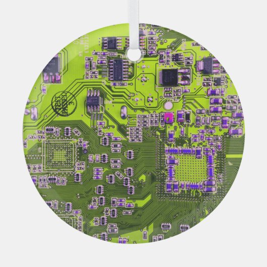 プリント回路アセンブリPCBイエロー回路基板 ガラスオーナメント (正面)