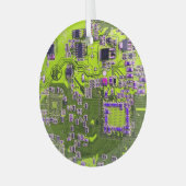 プリント回路アセンブリPCBイエロー回路基板 ガラスオーナメント (正面左)