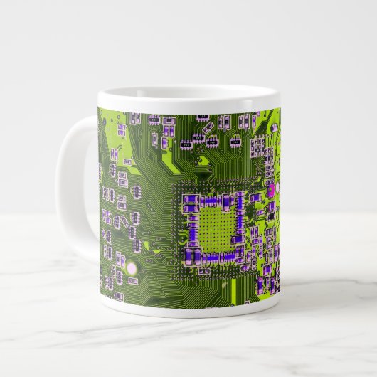 プリント回路アセンブリPCBイエロー回路基板 ジャンボコーヒーマグカップ (正面左)