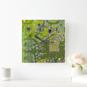 プリント回路アセンブリPCBグリーン回路基板2 スクエア壁時計 (ホーム)