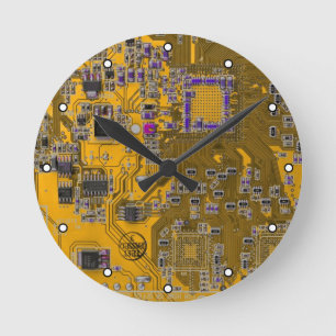 プリント回路アセンブリPCB回路基板オレンジ ラウンド壁時計