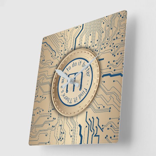 プリント回路基板エレクトロニクス銅モノグラム スクエア壁時計 (傾斜)